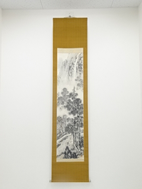 JAPANESE HANGING SCROLL / HAND PAINTED / SCENERY / BY BUNKEI HIJIYA